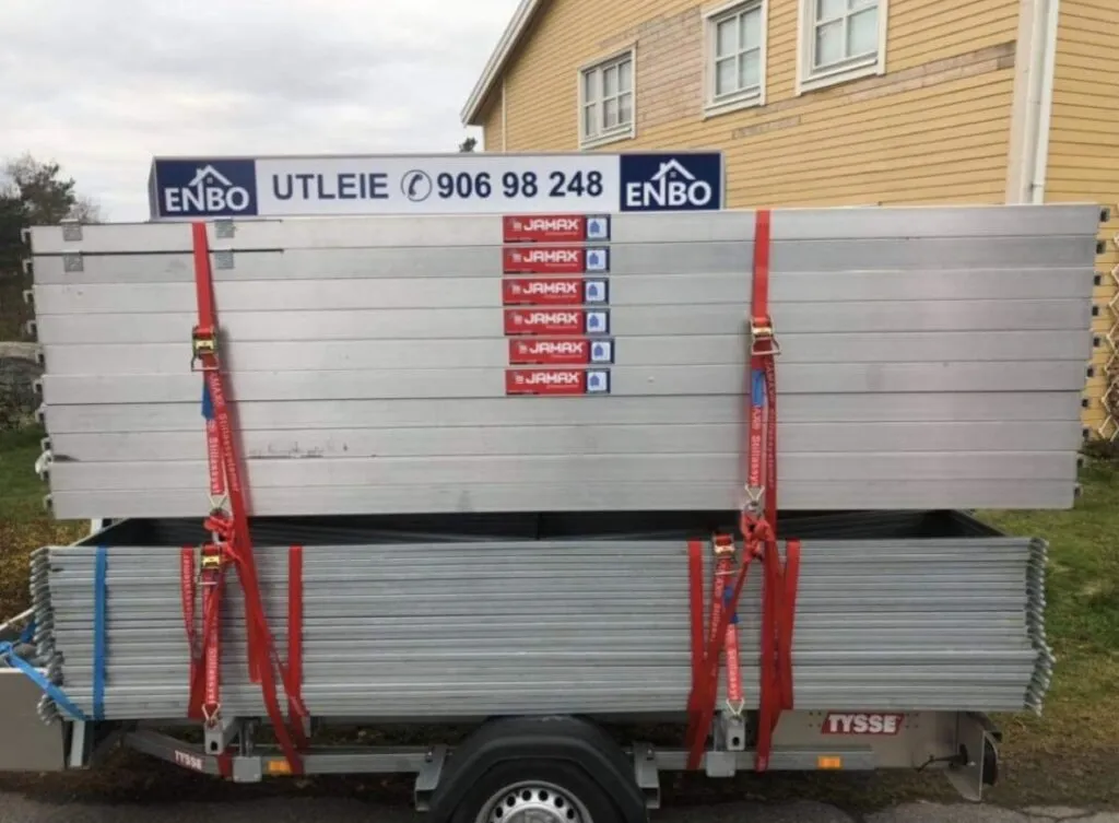Jamax stillas pakket på tilhenger for utleie hos Enbo